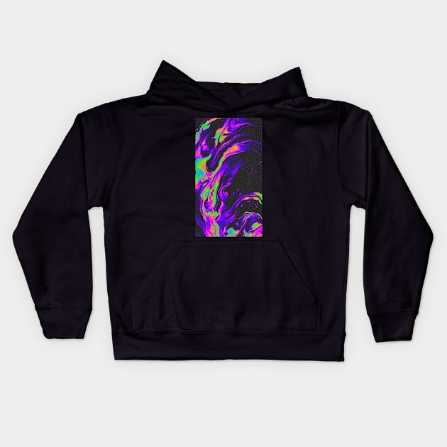 Neon Galaxy Pattern Kids Hoodie by Alexander S.